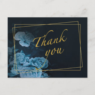 Simple Chic Gold Geometric Frame  Thank you Postca Postcard