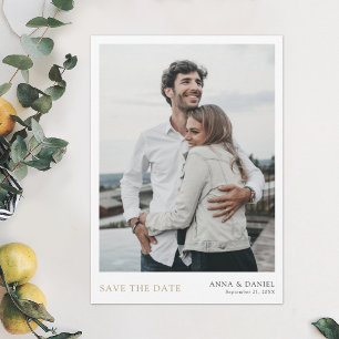 Simple Chic Gold Photo Wedding Save the Date Invitation