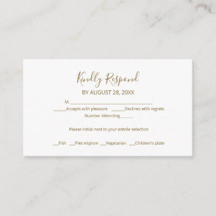 Simple Chic Gold Script Wedding RSVP Enclosure Car Card