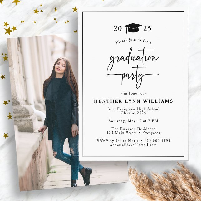 Simple Chic Graduation  Invitation (Simple Chic Graduation Party Invitation by Painted Paperie)