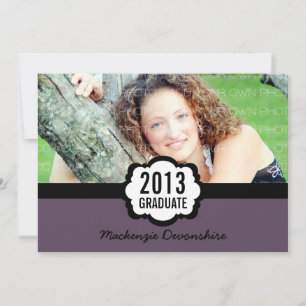 Simple Chic Graduation Invitation, Purple Invitation