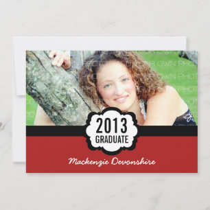 Simple Chic Graduation Invitation, Red Invitation