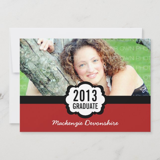 Simple Chic Graduation Invitation, Red Invitation (Front)