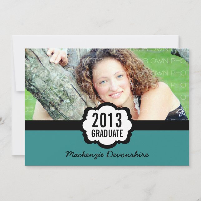 Simple Chic Graduation Invitation, Teal Invitation (Front)