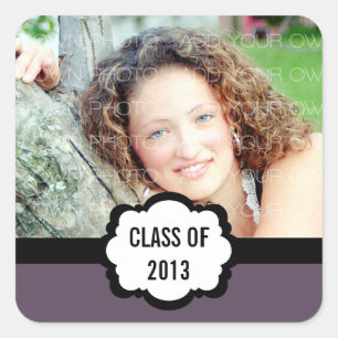 Simple Chic Graduation Stickers, Purple Square Sticker