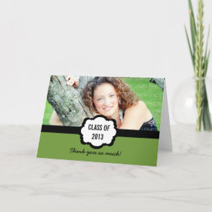 Simple Chic Graduation Thank You Card, Green Card