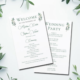 Simple Chic Green Botanical Wedding Program