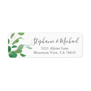 Simple Chic Green Leaves Custom Return Address