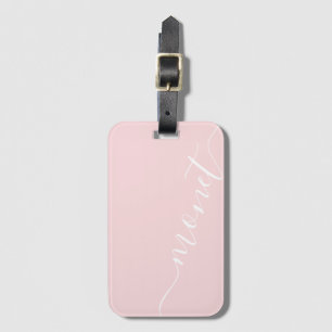 Simple Chic Handwritten Script Name Pink Custom Luggage Tag