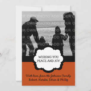 Simple Chic Holiday Photo Flat Card, Orange Card