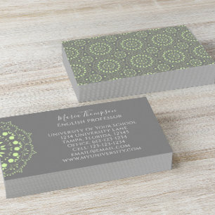 Simple Chic Minimalist Grey and Green Business Card
