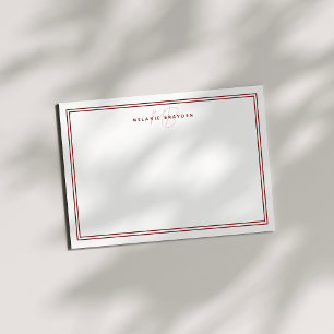Simple Chic Minimalist Monogram Two Border Maroon Card