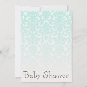 Simple Chic Mint Damask Baby Shower Invitation