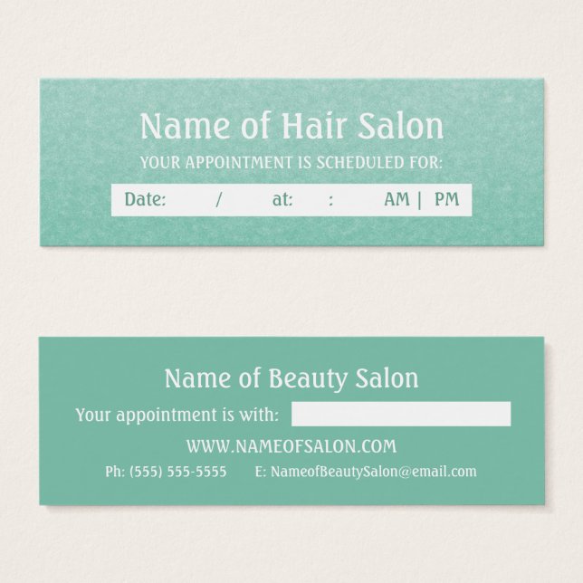 Simple Chic Mint Salon Appointment Reminder (Front & Back)
