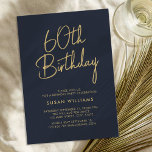 Simple Chic Modern 60th Birthday Invitation<br><div class="desc">Simple Chic Modern 60th Birthday. Feature elegant calligraphy script and minimalist typography design.</div>