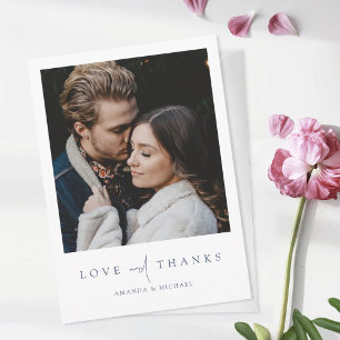 Simple Chic Modern Photo Love and Thanks Wedding T Thank You Card