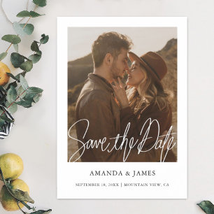 Simple Chic Modern Photo Wedding Save the Date Magnetic Invitation