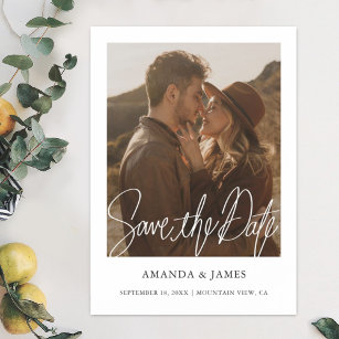 Simple Chic Modern Photo Wedding Save the Date   Magnetic Invitation
