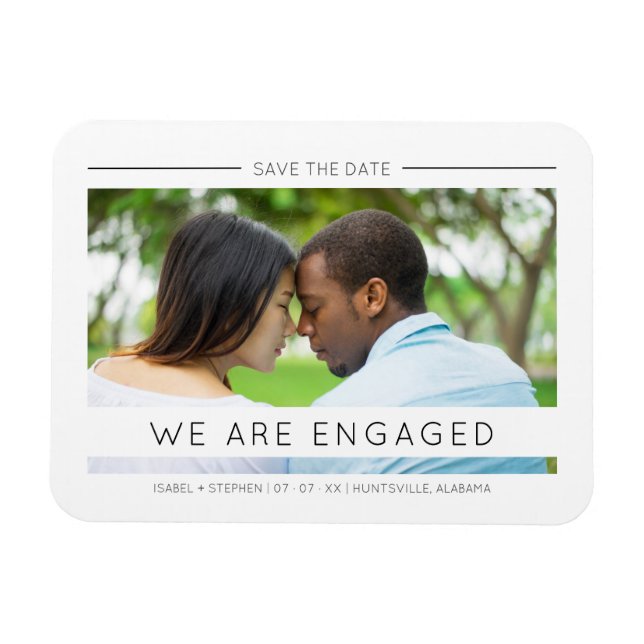 Simple Chic Modern Typography Script Photo Couple Magnet (Horizontal)