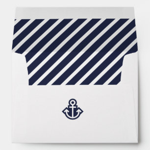 Simple Chic Navy Striped Anchor Envelopes