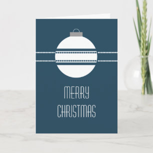 Simple Chic Ornament Christmas Card, Blue Holiday Card