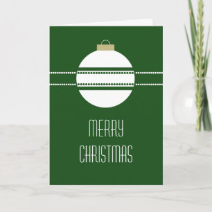 Simple Chic Ornament Christmas Card, Green Holiday Card