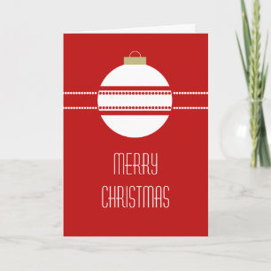 Simple Chic Ornament Christmas Card, Red Holiday Card