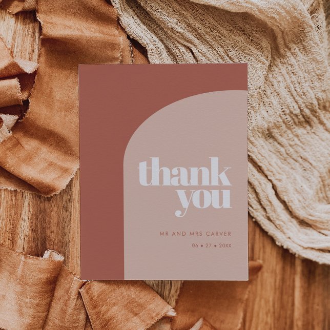 Simple chic peach terracotta arch Thank you card (Creator Uploaded)