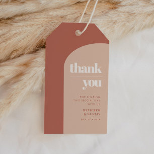 Simple chic peach terracotta arch wedding gift tags