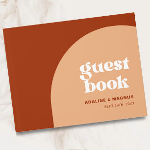 Simple chic peach terracotta arch wedding guest book