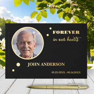 Simple Chic Photo Funeral Real Foil  Guest Book