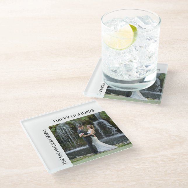 Simple Chic Photo Glass Coaster (Angled)