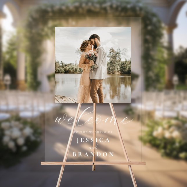 Simple Chic Photo Wedding Welcome Acrylic Sign (Creator Uploaded)