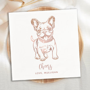 Simple Chic Pink French Bulldog Rose Gold Wedding Napkin