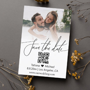 simple chic qr code couple photo save the date