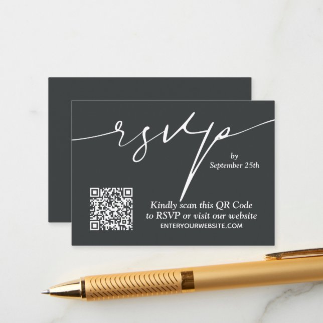 Simple Chic QR Code Wedding Enclosure Card (Front/Back In Situ)