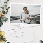 Simple Chic Rose Gold Wedding Save the Date<br><div class="desc">This simple, chic modern photo wedding save the date flat card template features SAVE THE DATE and your names, date and wedding locale beneath your photo. We've chosen standard sharp corners as the default shape, but this design also works wonderfully with rounded corners, so try both looks in editing mode...</div>