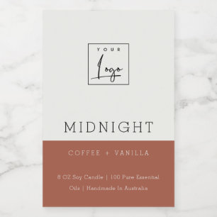 SIMPLE CHIC RUST TERRACOTTA RED WHITE LOGO CANDLE FOOD LABEL