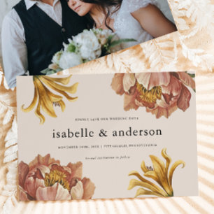 Simple Chic Rustic Floral Photo Wedding Save The Date