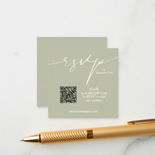 Simple Chic Sage Green QR Code Wedding Enclosure Card