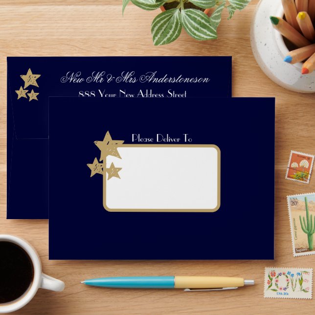 Simple chic script name address classic wedding  envelope (Desk)
