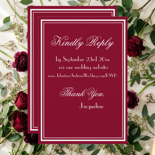 Simple Chic Script RSVP Website Burgundy Wedding Enclosure Card