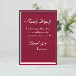 Simple Chic Script RSVP Website Burgundy Wedding Enclosure Card