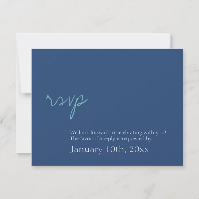Simple chic shimmer blue wedding rsvp response (Front)