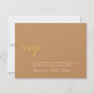 Simple chic shimmer bronze wedding rsvp response invitation