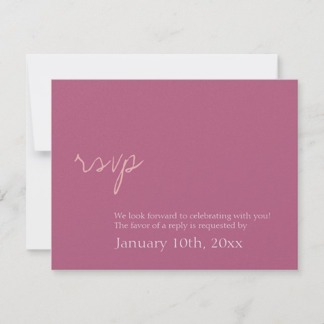 Simple chic shimmer pink wedding rsvp response invitation (Front)
