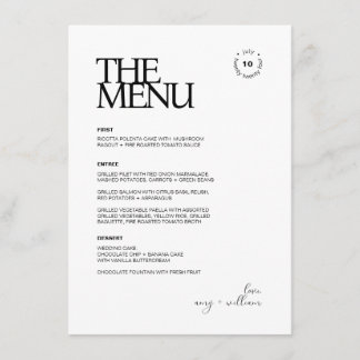 Simple Chic • Stylish Modern Minimalist • Elegant Menu