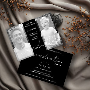 Simple Chic Then & Now 2 Photos graduation Invitation