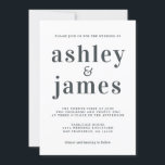 Simple Chic  Typography Black White Wedding Invitation<br><div class="desc">Simple and chic wedding invitation features off-black stylish, elegant and modern typography on a white background. Simply add your wedding details. Exclusively designed for you by Happy Dolphin Studio. If you need any help or matching products please contact us at happydolphinstudio@outlook.com. We're happy to help you make your wedding the...</div>