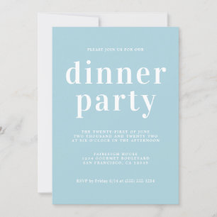 Simple Chic Typography Blue Glow Dinner Party Invitation